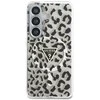 Guess IML leopardo rašto trikampio formos „MagSafe“ dėklas, skirtas „Samsung Galaxy S26“, juodas