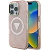 Guess IML Metal Glitter 4G Circle Triangle MagSafe dėklas, skirtas iPhone 16 Pro Max - Rožinė