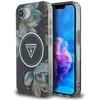 Guess IML Metal Glitter Flowers Triangle MagSafe dėklas iPhone 16e - juodas