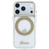 Guess IML Ring Stand 360 Script Metal Logo MagSafe dėklas, skirtas iPhone 17 Pro / 18 Pro - Skaidrus