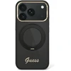 Dėklas Guess IML Ring Stand 360 Script Metal Logo MagSafe Case for iPhone 17 Pro Max / 18 Pro Max - Juoda