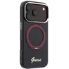 Guess IML Ring Stand 360 Script Metal Logo MagSafe dėklas, skirtas iPhone 18 Pro Max / 17 Pro Max, bordo spalvos