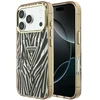 Dėklas Guess IML Zebra Glitter Triangle Logo MagSafe do iPhone 18 Pro / 17 Pro auksinė