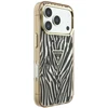 Dėklas Guess IML Zebra Glitter Triangle Logo MagSafe do iPhone 18 Pro Max / 17 Pro Max auksinė