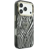 Dėklas Guess IML Zebra Glitter Triangle Logo MagSafe do iPhone 18 Pro / 17 Pro sidabrinė