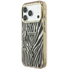 Dėklas Guess IML Zebra Glitter Triangle Logo MagSafe do iPhone 18 Pro / 17 Pro auksinė