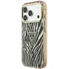 Dėklas Guess IML Zebra Glitter Triangle Logo MagSafe do iPhone 18 Pro Max / 17 Pro Max auksinė