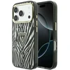 Dėklas Guess IML Zebra Glitter Triangle Logo MagSafe do iPhone 18 Pro Max / 17 Pro Max sidabrinė