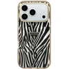 Dėklas Guess IML Zebra Glitter Triangle Logo MagSafe do iPhone 18 Pro / 17 Pro auksinė