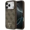 Original dėklas GUESS Leather 4G Triangle Strass MagSafe skirtas Apple iPhone 17 Pro rudos spalvos