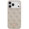 Dėklas Guess Leather 4G Triangle Strass MagSafe Case for iPhone 17 Pro Max / 18 Pro Max - Rožinė