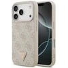 Guess Leather 4G Triangle Strass MagSafe dėklas skirtas Apple iPhone 17 Pro rožinės spalvos