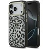 GUESS dėklas, skirtas IPHONE 17 Pro Max, suderinamas su MagSafe GUHMP17XHLEGTGLK (PC TPU su leopardo rašto blizgučiais), juodas