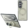 Dėklas Guess Magnetic Ring Stand Grained Classic Logo MagSafe do Samsung Galaxy Z Fold8 Ultra smėlio spalva