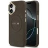 GUESS dėklas, skirtas IPHONE 17, suderinamas su MagSafe GUHMP17SPSAMSECW (PU su bijūnų spalvos karštu antspaudu), rudas