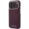 Dėklas Guess Perforated 4G Gold Logo Magsafe do iPhone 18 Pro / 17 Pro bordo spalvos