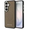 Guess PU Perforated 4G Logo Magnetic dėklas skirtas Samsung Galaxy S26 rudos spalvos