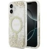Original dėklas GUESS Resin Bottom Glitter MagSafe skirtas Apple iPhone 17 aukso spalvos