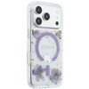 Dėklas Guess Resin Flowers Glitter MagSafe do iPhone 18 Pro Max / 17 Pro Max violetinė