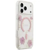Dėklas Guess Resin Flowers Glitter MagSafe do iPhone 18 Pro / 17 Pro rožinė