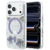 Dėklas Guess Resin Flowers Glitter MagSafe do iPhone 18 Pro Max / 17 Pro Max violetinė