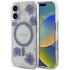 Guess Resin Flowers Glitter MagSafe dėklas iPhone 16 - violetinė
