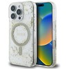 Dėklas Guess Resin Flowers Glitter MagSafe iPhone 16 Pro Case - rusvai gelsvas