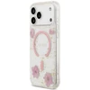 Dėklas Guess Resin Flowers Glitter MagSafe do iPhone 18 Pro / 17 Pro rožinė