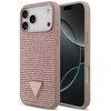 Dėklas Guess Rhinestone Triangle Logo skirtas Apple iPhone 17 Pro Max rožinės spalvos