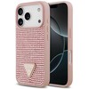 Dėklas Guess Rhinestone Triangle Logo skirtas Apple iPhone 17 Pro rožinės spalvos