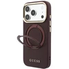Dėklas Guess Ring Stand 360 Grained Classic Logo MagSafe do iPhone 18 Pro / 17 Pro bordo spalvos