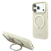 Dėklas Guess Ring Stand 360 Grained Classic Logo MagSafe do iPhone 18 Pro Max / 17 Pro Max smėlio spalva