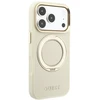 Dėklas Guess Ring Stand 360 Grained Classic Logo MagSafe do iPhone 18 Pro Max / 17 Pro Max smėlio spalva