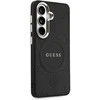 Dėklas Guess Saffiano Peony Embossed Ring MagSafe do Samsung Galaxy S26+ juoda