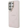 Dėklas Guess Saffiano Peony Embossed Ring MagSafe do Samsung Galaxy S26 Ultra rožinė