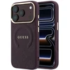 Dėklas Guess Saffiano Peony & Ring MagSafe do iPhone 18 Pro / 17 Pro bordo spalvos