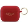 „Guess“ silikoninis blizgučių žiedinis dėklas, skirtas „AirPods Pro 3“ ausinėms – Raudona ir blizgučiai