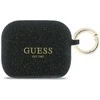 „Guess“ silikoninis blizgučių žiedinis dėklas, skirtas „AirPods Pro 3“ ausinėms - Juodas