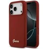 Dėklas Guess Silicone Script Metal Logo MagSafe skirtas Apple iPhone 17 Pro magenta