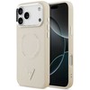 Guess Triangle Logo MagSafe dėklas skirtas Apple iPhone 17 Pro Max rusvai gelsvas