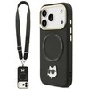 Karl Lagerfeld Big Strap Choupette Metal Logo MagSafe dėklas skirtas Apple iPhone 17 Pro Max juodos spalvos