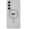 Dėklas Original Pouch Karl Lagerfeld Button Choupette Head Printed Logo Magsafe skirtas Samsung Galaxy S25 juodos spalvos