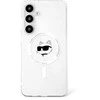 Dėklas Karl Lagerfeld Button Choupette Head Printed Logo MagSafe Samsung Galaxy S25 baltos spalvos