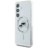 Karl Lagerfeld Button Karl & Choupette Heads Printed Logo MagSafe Samsung Galaxy S25 dėklas telefonui baltos spalvos