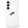 Karl Lagerfeld Button Karl &amp; Choupette Heads Printed Logo MagSafe Samsung Galaxy S25 Plus dėklas telefonui baltos spalvos