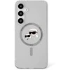 Dėklas Original Pouch Karl Lagerfeld Button Karl&Choupette Heads Printed Logo Magsafe skirtas Samsung Galaxy S25 juodos spalvos