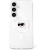 Karl Lagerfeld Button Karl Head Printed Logo MagSafe Samsung Galaxy S25 dėklas telefonui baltos spalvos