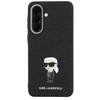 Karl Lagerfeld Fixed Glitter Metal Ikonik dėklas skirtas Samsung Galaxy A57 juodos spalvos