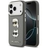 Karl Lagerfeld FW Grained Karl & Choupette Heads Pins & Logo dėklas skirtas Apple iPhone 17 Pro pilkos spalvos