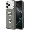 Karl Lagerfeld FW Grained Karl & Choupette Heads Pins & Logo dėklas skirtas Apple iPhone 17 Pro Max pilkos spalvos